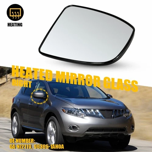 Heated Mirror Glass w/ Backing Plate for Nissan Murano 2009-2014 Passenger Side