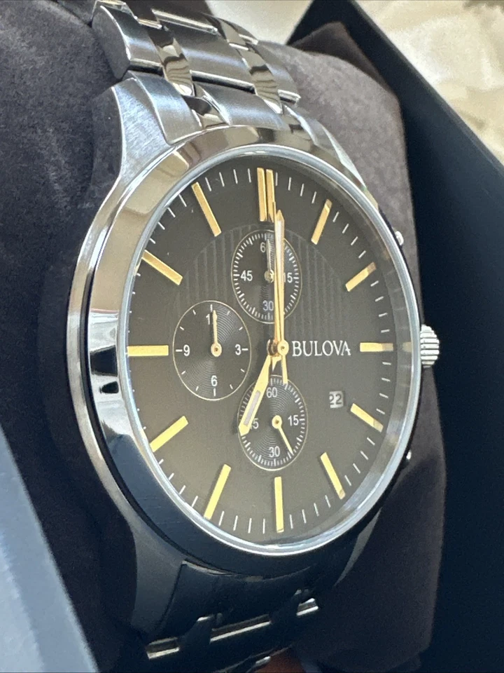 Bulova Men's Black Dial Silver Chronograph Watch 96B305 - Image 4 of 4