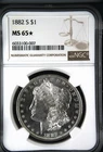 1882-S NGC MS65 * STAR MORGAN SILVER DOLLAR PL/DMPL OBVERSE