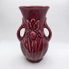 Vinage 5-1/2" SHAWNEE USA Art Pottery VASE Burgundy IRIS