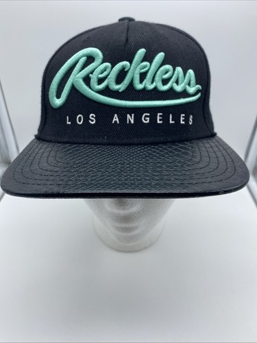 Young & Reckless Y&R Snapback Hat Black Teal Wool Blend OSFM Los Angeles Cap - Picture 2 of 17