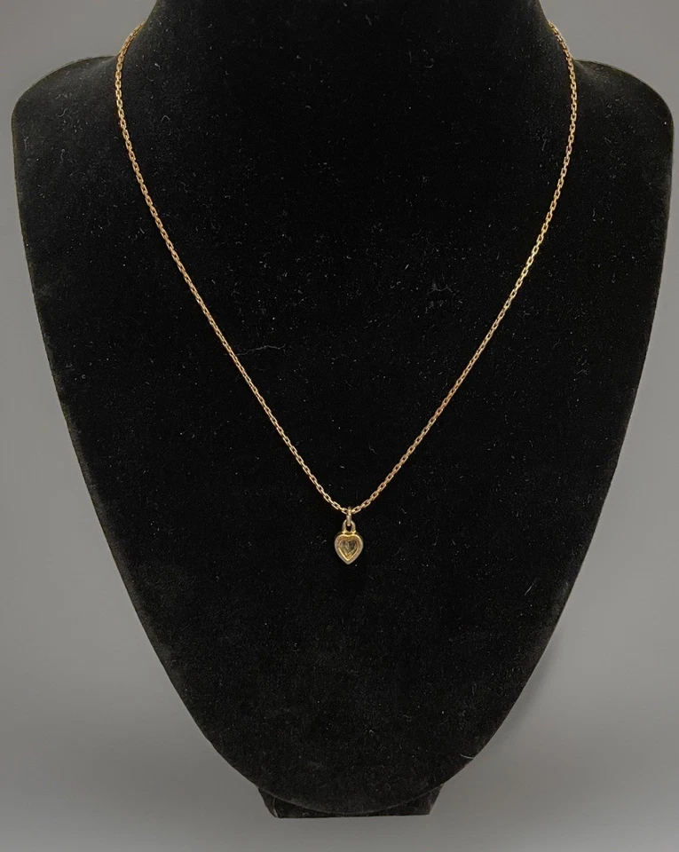 Vintage Christian Dior Gold Plated Heart Rhinestone Chain Necklace CD Logo - Image 4 of 4