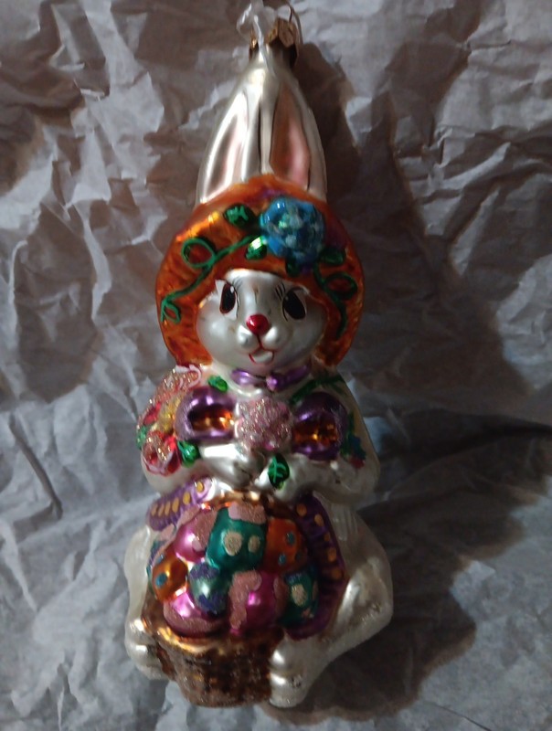  Vintage Rosey O’Hara Bunny By Christopher Radko Christmas Glass Ornaments