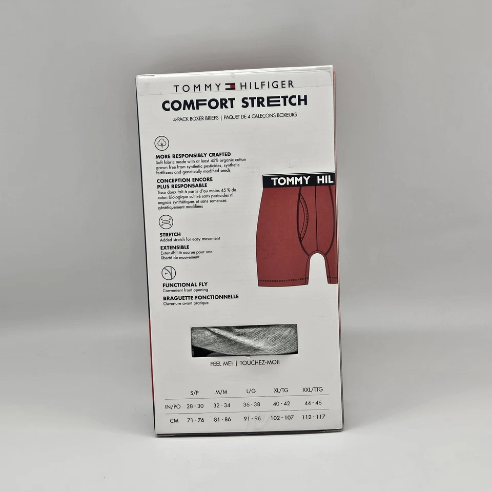 TOMMY HILFIGER Men's S M L Cotton Comfort Stretch 4 Pack Boxer Briefs Assorted - Image 4 of 4