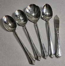 Oneida Juilliard Cube Set Of 5 Serving Pieces Spoons Fork Stainless Flatware