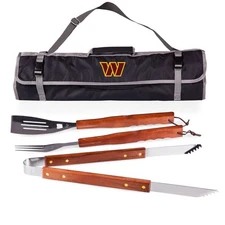 Washington Commanders 3-Piece BBQ Tote & Grill Set, (Black with Gray Accents)
