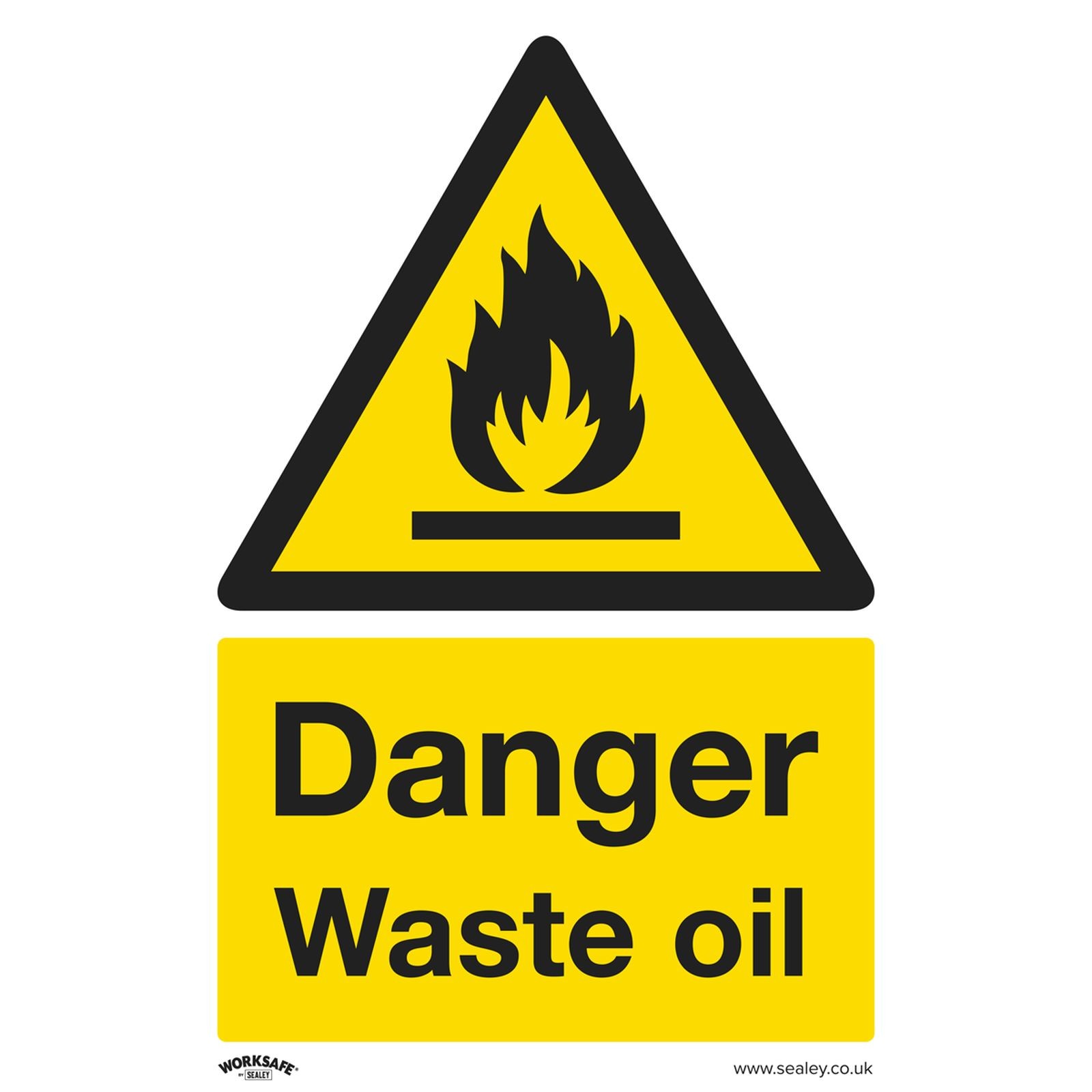 Sealey Warning Safety Sign - Danger Waste Oil - Rigid Plastic - SS60P1