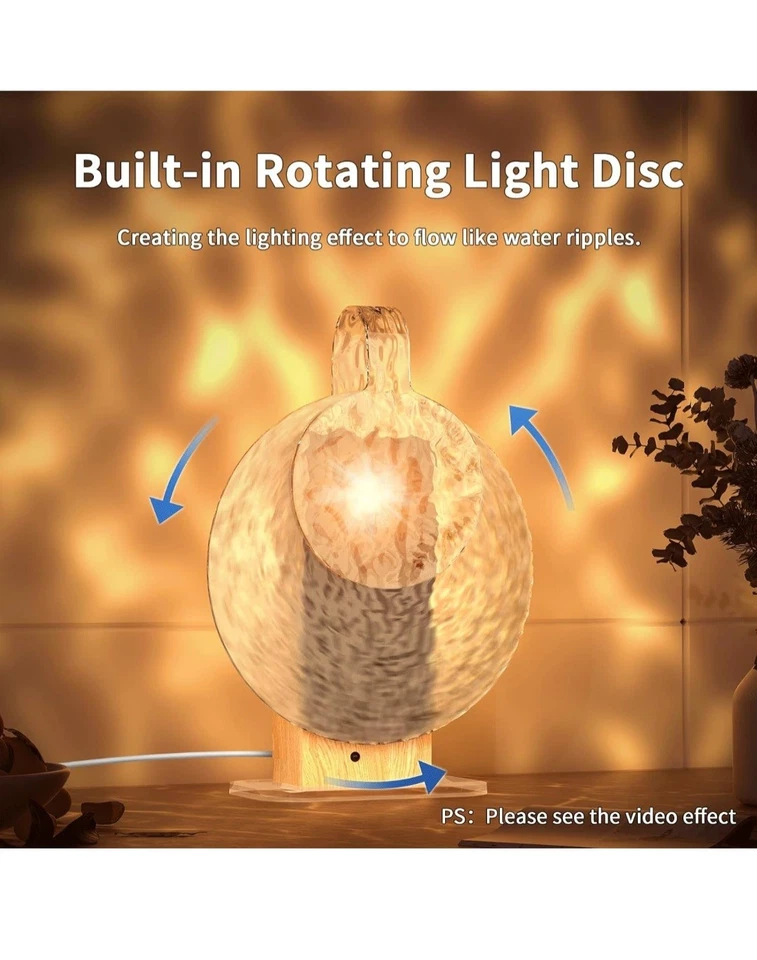Dynamic Rotating Water Wave Lamp – Rechargeable LED Ambient Light for Relaxing - Image 2 of 4