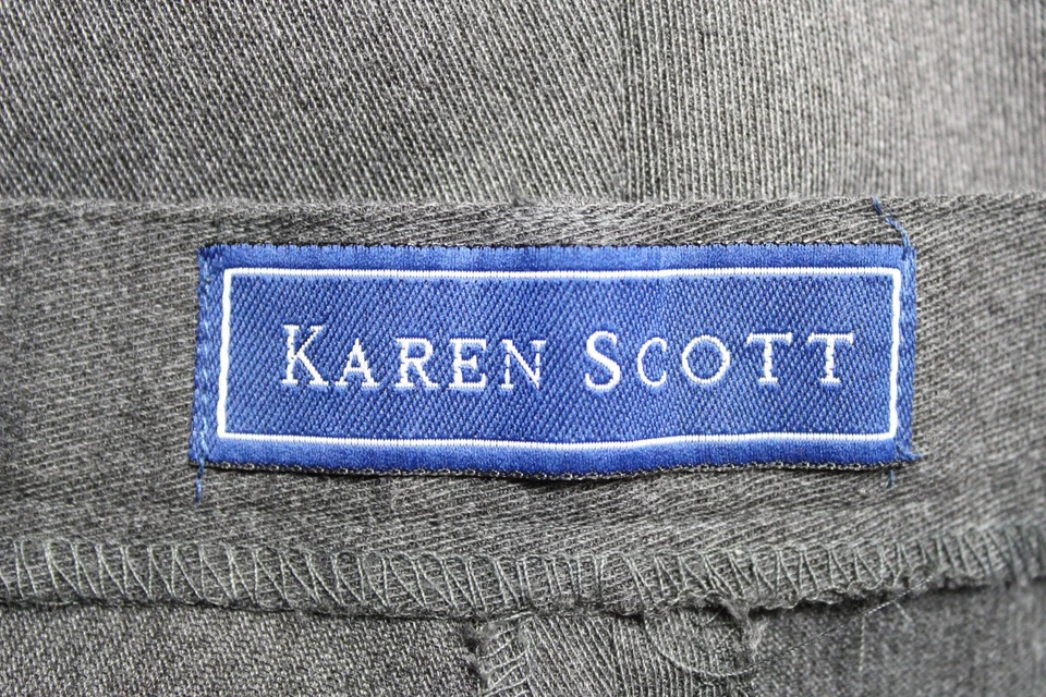 Pantalones De Colección Karen Scott Para Mujer 14 Gris Plisado Delantero Bolsillos Años 90 Foto 3 de 4