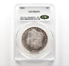 1883 Morgan Silver Dollar MS62 PL CAC CACg *6306