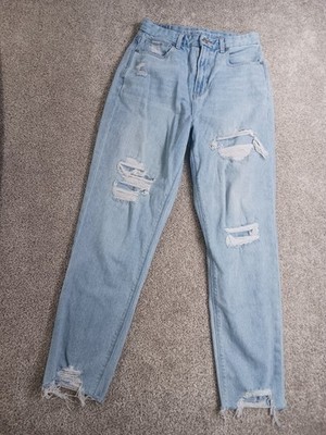 American Eagle 4 Regular Womens Denim Jeans Light Blue Distressed Cotton Blend