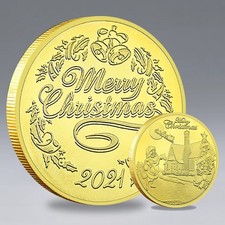 Merry Christmas 2021 Gold Plated Coin Santa Holiday Souvenir Gift