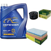 Mann Inspektionspaket 5L Mannol Defender 10W-40 FüR Fiat Stilo Multi Wagon 1.9 D
