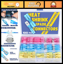 100pcs Heat Shrink Spade Connectors AWG 22-10 Quick Disconnect Terminals for Aut