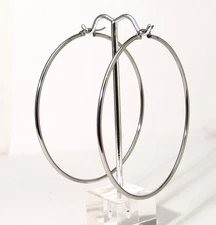 3 inch Hoop Earrings Stainless Surgical Steel Hypoallergenic Polished High Shine