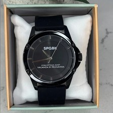SPGBK Watch Men's Unisex Bordeaux Black Silicone Band Watch 44mm New in Box