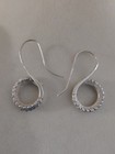 Vintage Modernist Sterling Silver 925 Heavy Carved Circle Drop Wire Earrings — photo 2