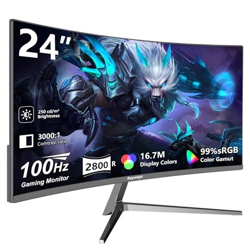 Curved Monitor 100Hz FHD 1920x1080p Refresh Rate 24 inch black Curved-1k-100hz - Picture 2 of 8