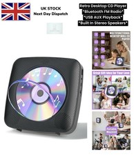 Retro CD Player Bluetooth Desktop FM Radio USB AUX Built In Stereo