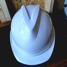 V-Guard Vented Helmet, OSHA Approved, White Hard Hat