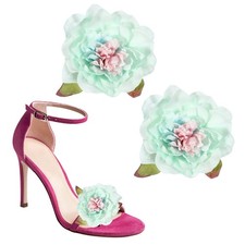 Flower Shoe Clips, 2 Pcs Decorative Shoe Clips Peony Flower, Light Green