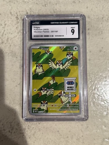 Pokemon Pidgey - 207/197 - SV03: Obsidian Flames Illustration Rare CGC 9