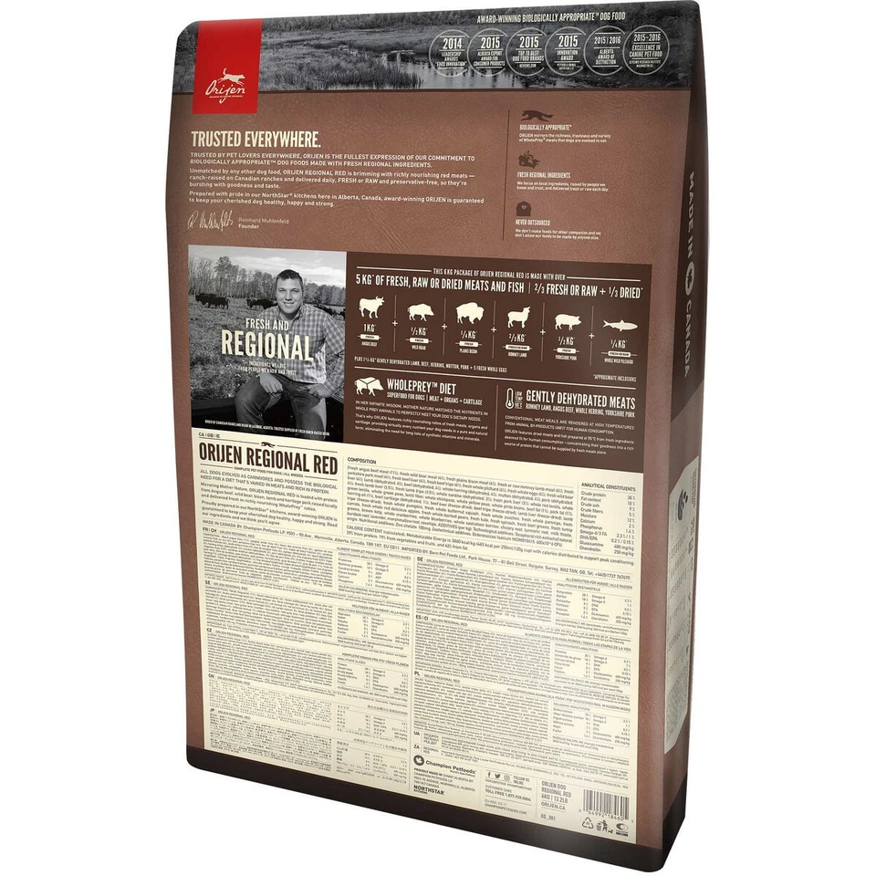 Futter Orijen Regional Red Erwachsener Rindfleisch Lamm Schwein 11,4 Kg - Bild 3 von 4