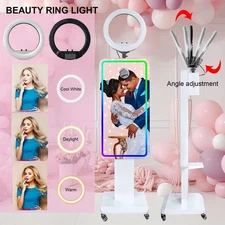 DSLR Photo Booth w/ Trolley Flight Case for Party Event 21.5" Mirror Photo Booth