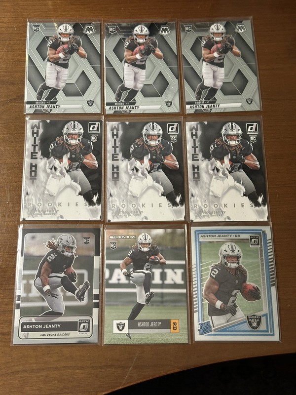 2025 Panini Mosaic Ashton Jeanty RC Rookie RC LOT OF (9) Las Vegas Raiders 