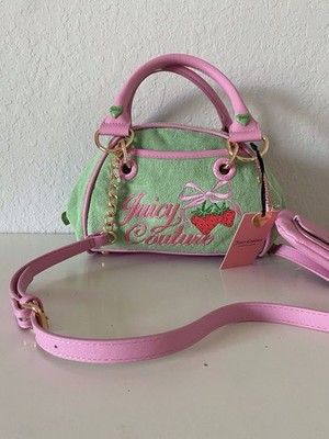 Juicy Couture ショルダーバッグ 緑とピンク Juicy Couture Retro Strawberry Retro Green Bowler Satchel Bag W