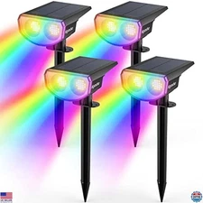Kyosho Solar Color-Changing Outdoor Lights - 9 Modes, Waterproof RGBW, Set of 4