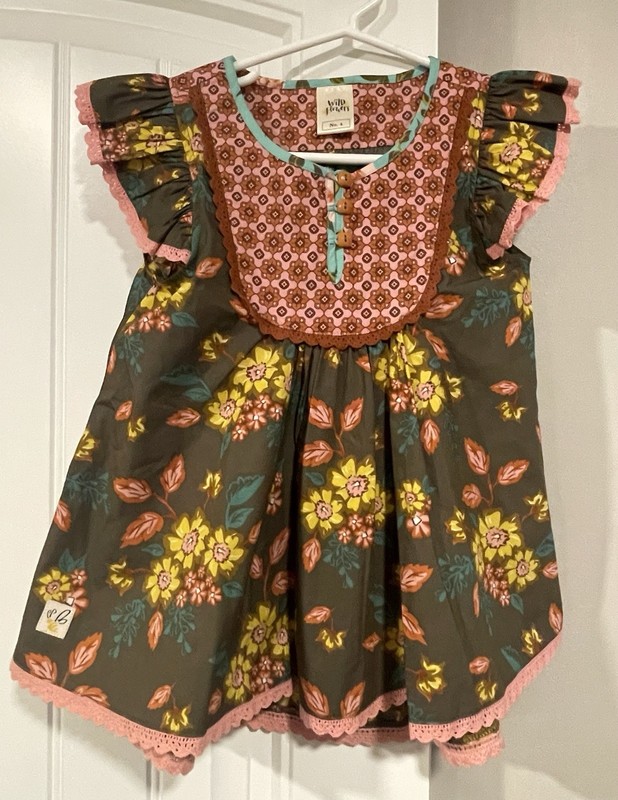 Wildflowers Clothing Girls Size 4 Dress Ruffle Cap Sleeves Floral Lace Details