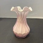 Vintage Fenton Dusty Rose Overlay Ruffle Vase