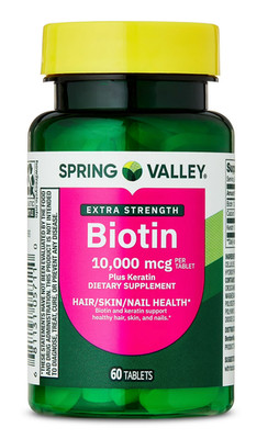 Spring Valley Biotin 10000 mcg Plus Keratin 60 Tablets Extra Strength