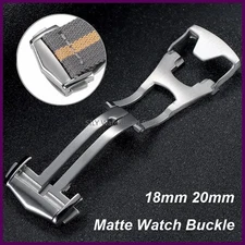 Double Press Folding Buckle 18mm 20mm Matte Deployment Clasps Brushed Stainless
