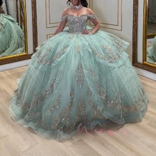 Crystals Quinceneara Dress Princess for Girls Bow Ruffles Sweetheart Party