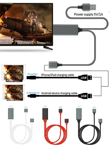 1080P HDMI Mirroring Cable Phone to TV HDTV Adapter For iPhone iPad Android UK Ф - Picture 9 of 16