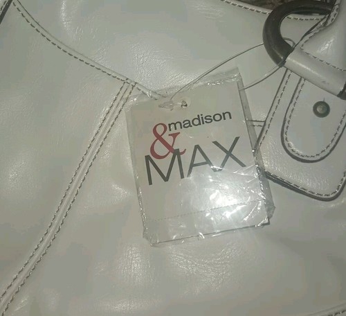 NWT AMAZING Madison & Max White Leather Bag/Purse Fringe - Picture 7 of 12