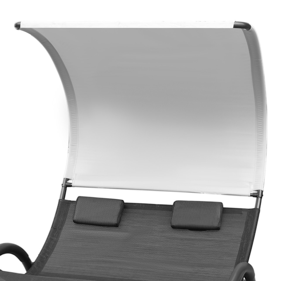 CLARFEY Patio Double Chaise Lounge Hammock Bed Pool Sun Lounger Canopy