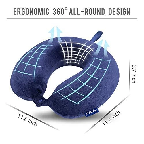 Travel Pillow Memory Foam - Head Neck Support Airplane Pillow for Blue