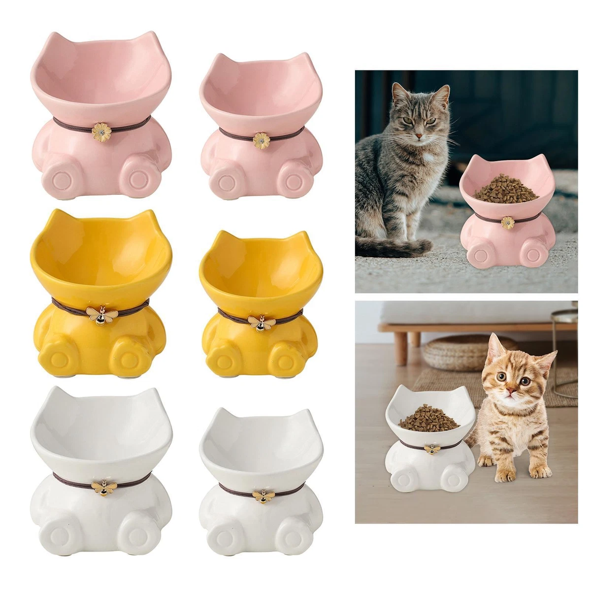 High Bowl Feeding Station Stand Ceramic Oblique Bowl Kitten