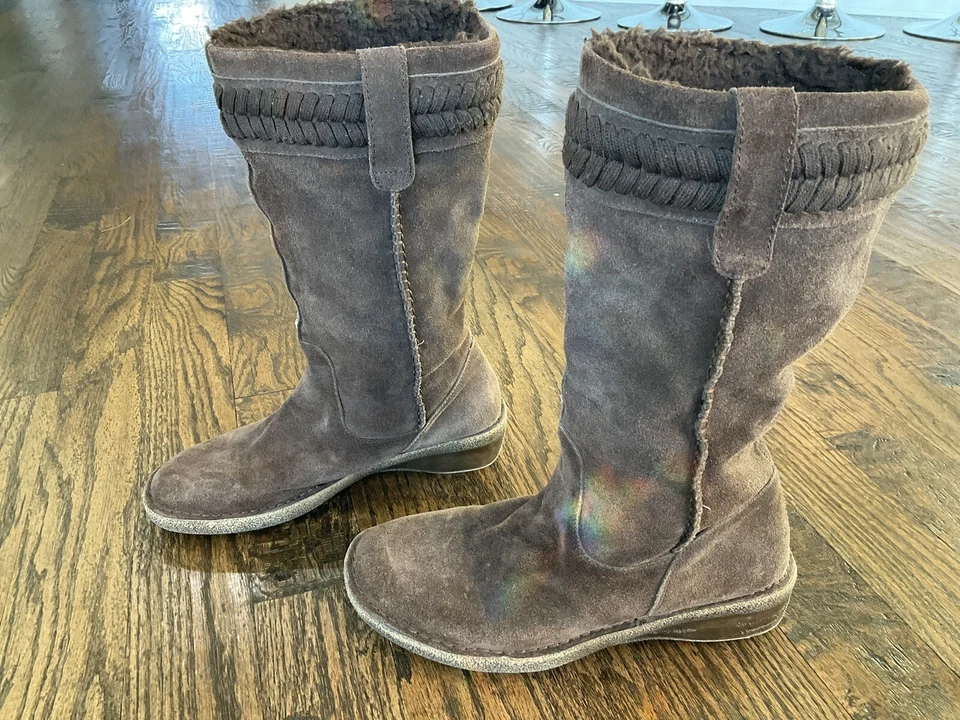 Bjorndal "Jolie" Suede Leather Boots-Faux Shearling-Brown Women's US Size 11 - Image 2 of 4