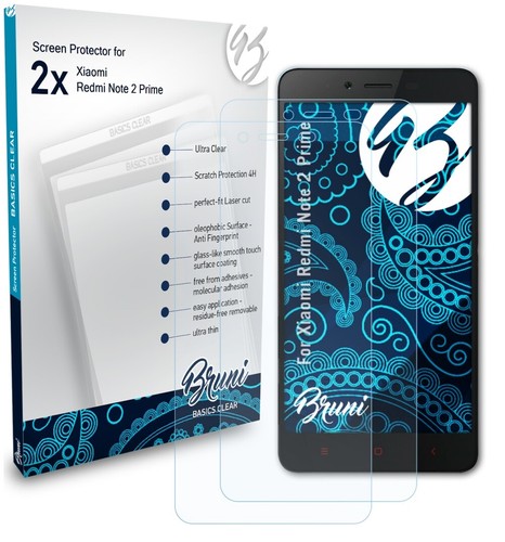 2 Films Protecteurs écran Bruni Pour Xiaomi Redmi Note 8T - Anti-rayures, Anti-traces - Fabriqué En Allemagne