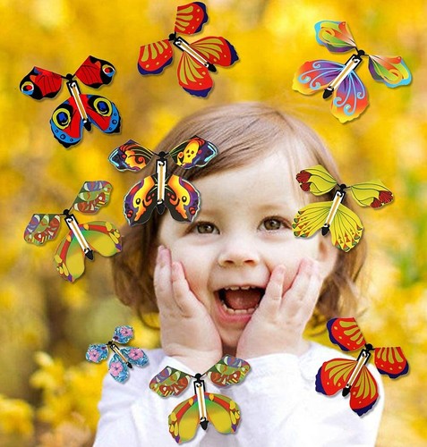 40 PCS Magic Flying Butterfly Fairy Flying Toys Wind up Rubber Band Powered B... - 第 5/6 張圖片