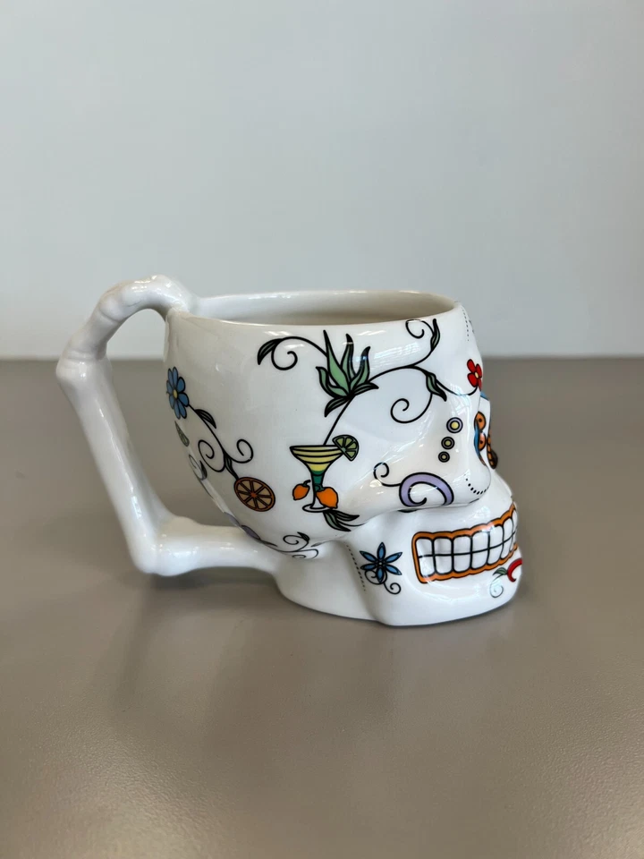 Taza de café de cerámica con calavera de caramelo Día de los Muertos - Hecha a mano 12 oz, NUEVA Foto 4 de 4