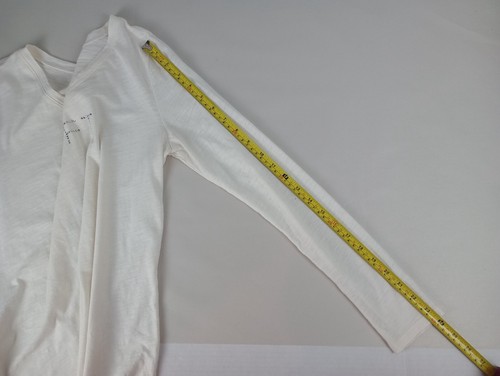 Ann Taylor Loft Women's Size M Ivory Long Sleeved T-Shirt Silver Rhinestones - Picture 9 of 9