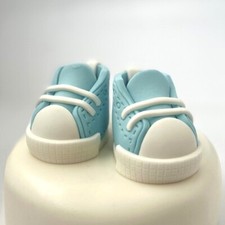 Blue boots cake toppers EDIBLE Fondant decoration Christening Baby Boy  Cake