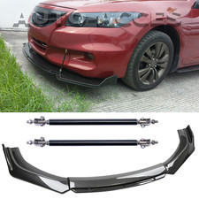 Carbon Fiber Black Front Bumper Lip Chin Body Kit Spoiler For Honda Accord C