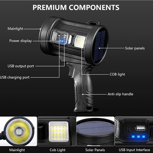 Rechargeable Spotlight Flashlight Super Bright Torch for Hunting Boating Camping - Picture 7 of 12