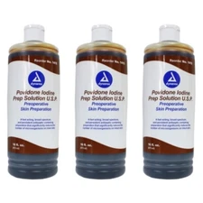 3 Pack Dynarex Povidone Iodine Prep Solution U.S.P Topical Antiseptic 16 Ounce